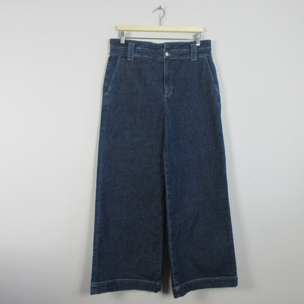 J. Crew Wide Leg Denim Jeans in Dark Blue